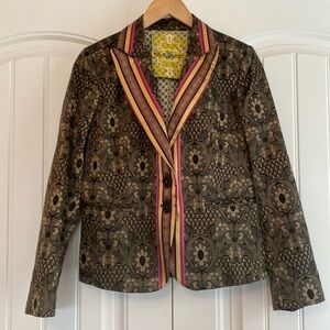 Robert Graham Women's Kamala Silk Blend Smoking Jacket Blazer Size 6 EUC